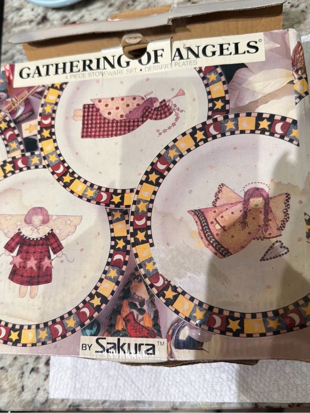 Vintage Sakura Debbie Mumm 1997 Gathering of Angels 4pc 8in Dessert Plates DS